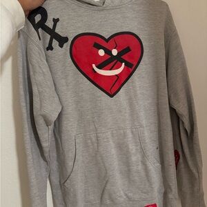 Gray Heart Graphic Hoodie